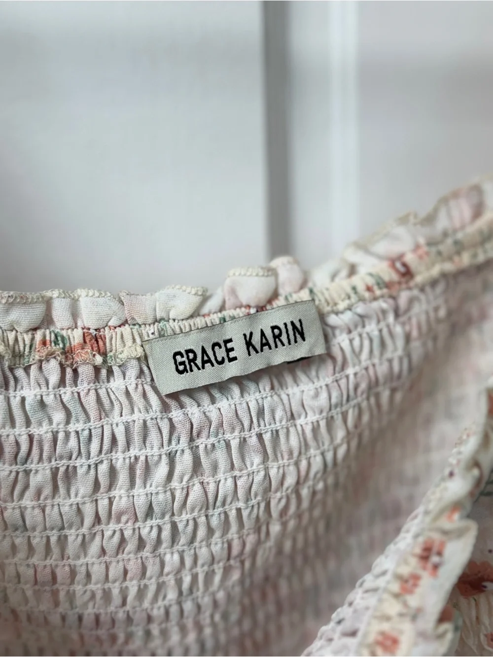 Grace Karin 2XL Floral Smocked Peplum Blouse Cottagecore Ruffle Top